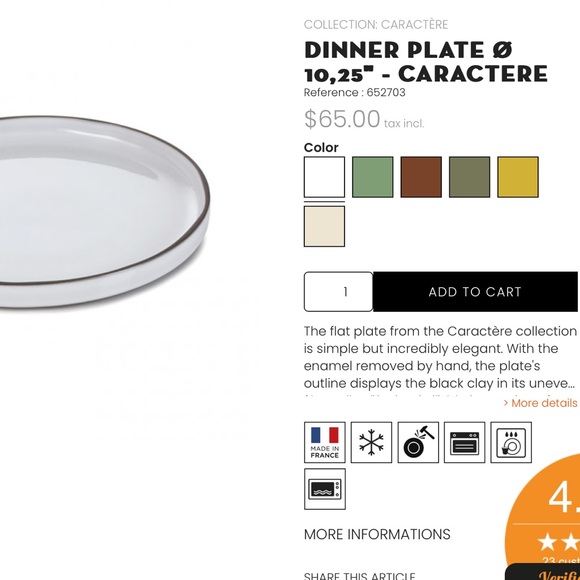 Revol France Rimmed Modern Dinner Plates set of 11 - Picture 4 of 11